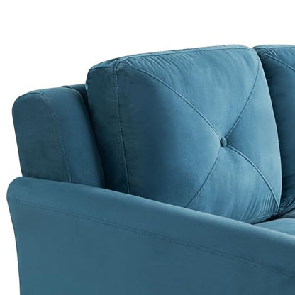 Studio Living Harrington 80.3" Sofa, Transitional Modern, Pocket Coil Comfort, Easy Assembly, Woven Fabric, Blue - color: Blue, size: Sofa