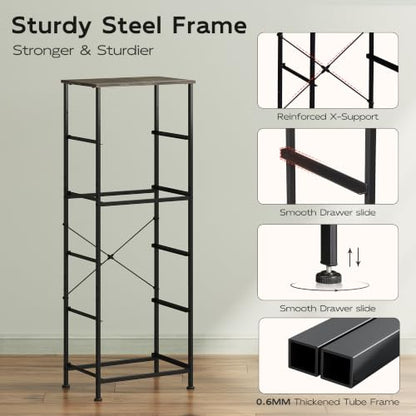 WLIVE 5 Drawer Dresser for Bedroom, Tall Chest of Drawers, Black Wood Grain | 5 vertical fabric drawers, Tall vertical design, Bedroom or closet use, Dresser for small spaces, Sturdy steel frame - color: Charcoal Black Wood Grain Print