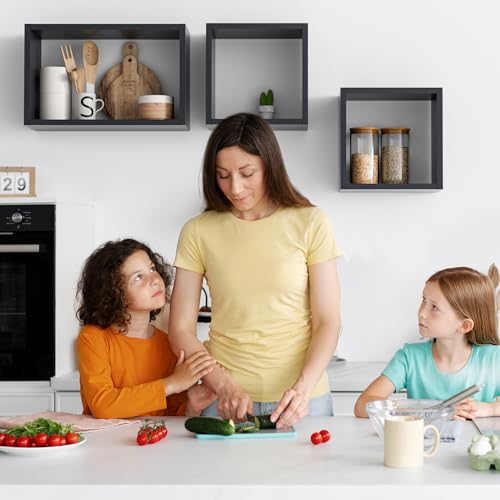 Wall Mount Shelf Set of 3, Floating Cube Shelves for Space Discovery Home and Commercial Use, Large Size Shelves Set, Black - color: Black, size: Set3