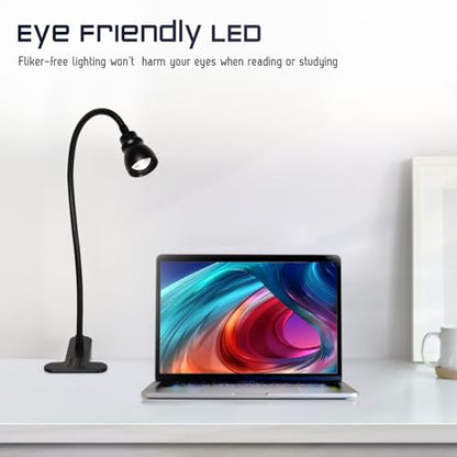 Zoomable Clip on Light, Clamp Reading Light for Dorm Bed Headboard, Dimmable Spotlight with 3 Color Temperature Options, 10 Dimmable Brightness Levels, Adjustable Beam Angle - color: Black