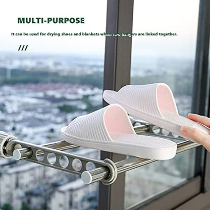 Chchmu Clothes Drying Rack 2 Packs Portable Travel Hanger for Hotel Home Rotary Clip-on Hanger Holder Wall Mounted Clothes Bar for Bathroom Bedroom Laundry Room Balcony, Green & Grey - color: Green & Grey