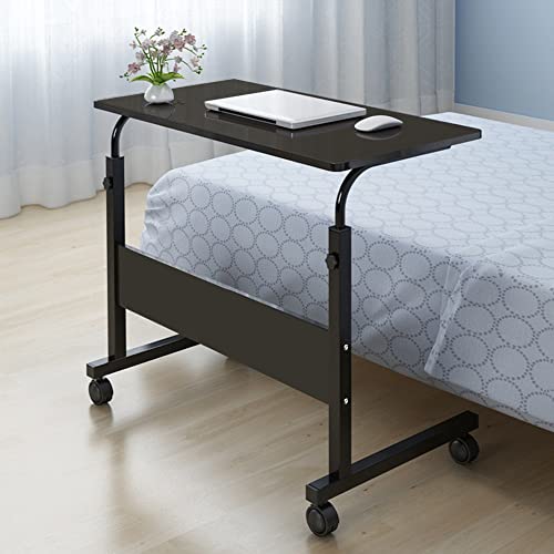 Henf Mobile Sofa Side Table Rolling Bed Table Snack Table, Height Adjustable Portable Laptop Computer Stand Desks Breakfast Tray Table with Wheels for Living Room Bedroom, Black - color: Black 31.5", Type B