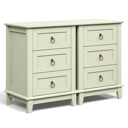 RoyalCraft Farmhouse Tall Nightstand Set of 2, Painted Wooden Bedside End Table with 3 Storage Drawers, Rustic Side Table for Bedroom, Living Room, Light Green - size: 2 Piece
