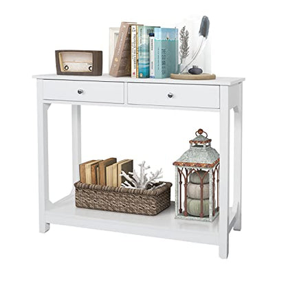 TaoHFE Console Table, 39.4"x11.8"x31.5"(LxWxH), White - color: White