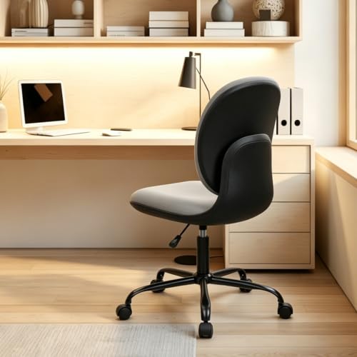 CLATINA Armless Office Desk Chair with Wheels, Ergonomic Tilt Backrest Executive Chairs Adjustable Height Mid Back Swivel Rolling Computer Task Chair for Home Bedroom Study Save Space Saving, Grey - size: 1 Pack