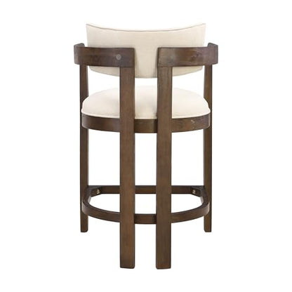 Christopher Knight Home Ryland Bar Table and Chairs Set of 2, 3 Piece Bar Table Set with Upholstered Counter Stool, Rubberwood Counter Height Dining Set for 2, Walnut+Beige