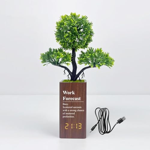 Fake Plant Electronic Clock，Creative Digital Alarm Clock，Funny Office Desk Sign，Alarm Clock for Bedroom，Suitable as a Gift for Colleagues and Friends - color: Work