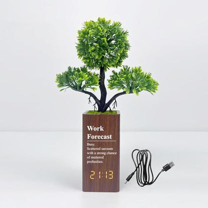 Fake Plant Electronic Clock，Creative Digital Alarm Clock，Funny Office Desk Sign，Alarm Clock for Bedroom，Suitable as a Gift for Colleagues and Friends - color: Work