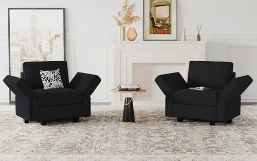 Belffin Modular Sectional Arm Accent Chair with Storage Seat Velvet Armchair Single Sofa Club Chair Black - color: Black, size: Armchair