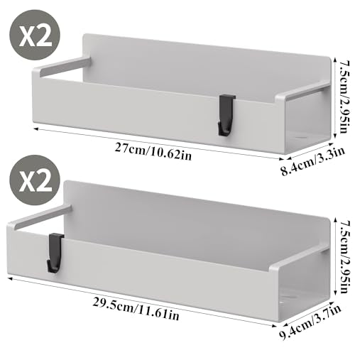 4 Pack Magnetic Spice Rack Organizer for Refrigerator and Oven, Light Grey Fridge Organizers and Storage for Kitchen - color: Light Grey, size: 4 Pack