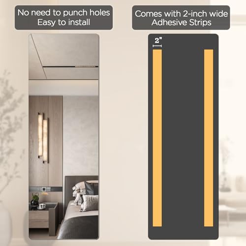 iCAGY Acrylic Full Body Self-Adhesive Shatterproof Mirror | Ultra-Thin, Lightweight, Frameless, Easy Install, Wall Mirror for Home Gym, Bedroom, Closet Door, Rectangle, 16"x 47", 2PCS - size: 47"L x 16"W Rectangle