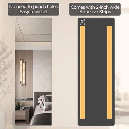 iCAGY Acrylic Full Body Self-Adhesive Shatterproof Mirror | Ultra-Thin, Lightweight, Frameless, Easy Install, Wall Mirror for Home Gym, Bedroom, Closet Door, Rectangle, 16"x 47", 2PCS - size: 47"L x 16"W Rectangle