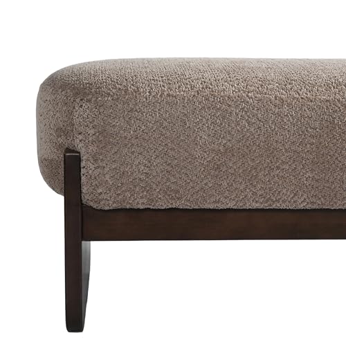 Christopher Knight Home Arden Minimalist Style Rectangular Loop Yarn Fabric Ottoman Bench, Rubberwood Frame, Entryway Bench, Living Room Sofa Extra Seat, End of Bed Footstool, Brown+Brown - color: Brown+brown