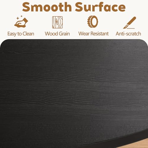 Modern Round Dining Table for 4-8, 43-59" Extendable Oval Dining Table with Leaf, Kitchen Table with Storage Shelf & Wood Cross Base, Circle Tables for Living Room Kitchen, Space Saving (Black) - color: Black