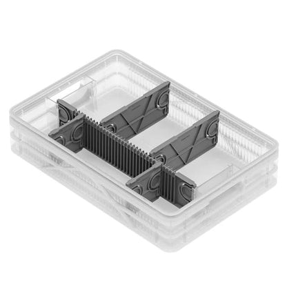 Quarter Crate 4-Pack Stackable Storage Bins, Clear | Polypropylene, 14 dividers included, 19.16x12.75x4.57 in, over 1000 lb stack, lids sold separately - color: Clear