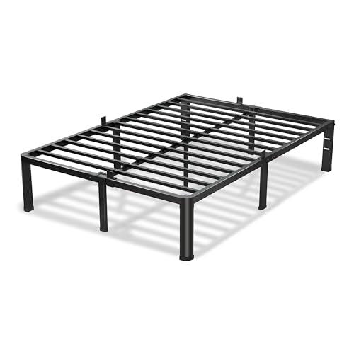 VIPSHOW 12 Inch Full Bed Frame with Round Corners No Box Spring Needed | 3500lbs Heavy Duty, Under bed storage, 4 mattress stoppers, Headboard holes, Noise-free, Easy assembly & rubber covers - size: Full, style: 12 Inch
