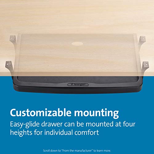 Kensington Underdesk Basic Keyboard Drawer (K60009US) , Black | Slide-out tray, frees up desk space, simple under-desk mounting