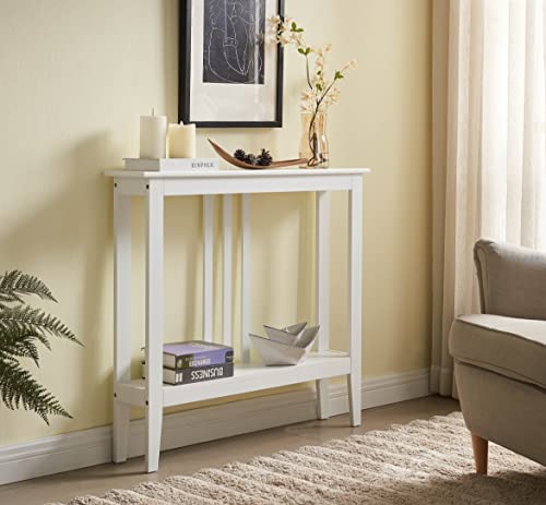 Kings Brand Narrow Console Table with Storage Shelf for Entryway, White | Slim Sofa Table for Hallway, Foyer or Living Room with Open Shelf for Décor, Books & Everyday Essentials - color: White