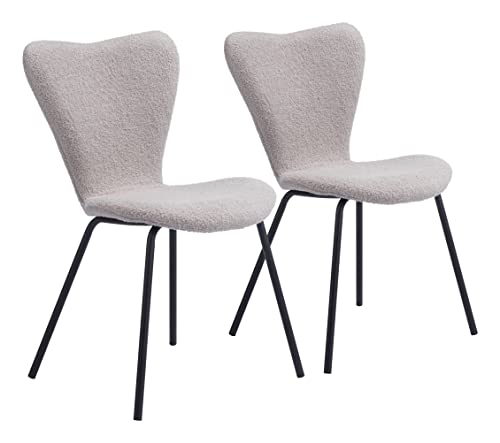 Zuo Thibideaux Dining Chair (Set of 2) Light Gray, Gray Dining Chair, Stackable for Space Saving Storage, Plywood, Indoor Dining, 20.1" W x 20.1" D x 32.7" H