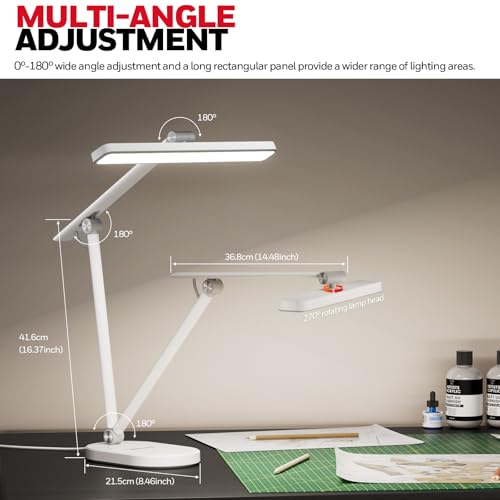 Honeywell HWT-H4 LED Desk Lamp, Eye-Caring, Dimmable, Auto Sensor | CRI97 Sunturalux LED, flicker-free eye care, 3 color temperatures, 5 brightness levels, auto dimming sensor, 60-min timer - color: White