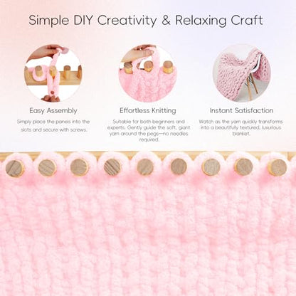 PIRXXIY 65'' Chunky Yarn Blanket Loom, Knitting Loom for Custom Hand Knitting Yarn Chunky, Extra Large Loom for Beginners DIY Craft Enthusiasts