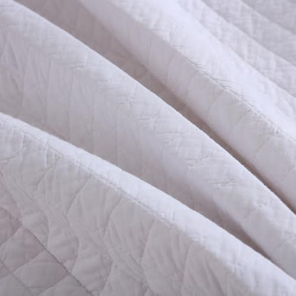 Wistown Cotton Queen Bedpread Quilt Bedding Set, White | 3 Pieces Reversible Lightweight Soft Coverlets Comforters, All Seasons, Diamond Stitching Pattern - color: White Diamond Pattern, size: Queen (90 by 98inch)