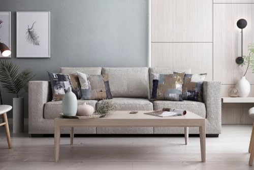 Brown Grey Abstract Throw Pillow Covers 20x20 Set of 4 | Brown, Grey & Taupe Modern‑Art Cushion Cases, neutral accent pillowcases for sofa, bedroom & chair - color: Earth Tone Brown and Blue Grey, size: 20" x 20" (Pack of 4)
