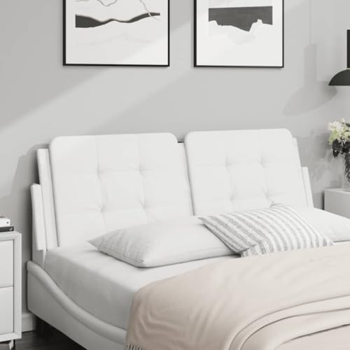 White Headboard Cushion Mounted Wall - Upholstered Headboards Full Size, Bed Frame for Wall, Fabric Headboard, 53.9 in