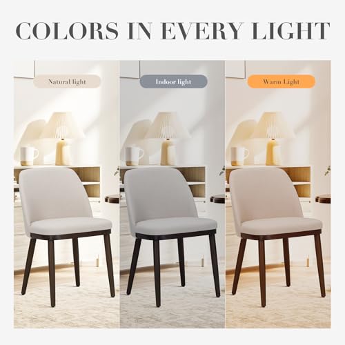 COLAMY Upholstered Dining Chairs Set of 4, Modern Kitchen Chairs with Back, Fabric Side Dining Room Chairs with Wood Legs for Kitchen Dining Room Restaurant, Beige - color: Beige, size: Set of 4