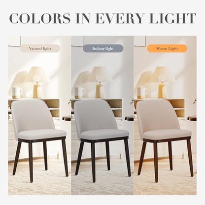 COLAMY Upholstered Dining Chairs Set of 4, Modern Kitchen Chairs with Back, Fabric Side Dining Room Chairs with Wood Legs for Kitchen Dining Room Restaurant, Beige - color: Beige, size: Set of 4