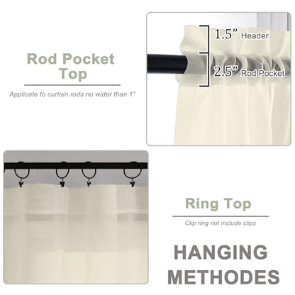 Sheer Cream Curtains 108 Inches Long for Living Room Bedroom 2 Panels Set, Lightweight Airy Cream Sheer Curtain, Filmy Voile Rod Pocket, 2 PCS, Each 59" W x 108" L - color: Cream, size: 59"W x 108"L (Pack of 2)