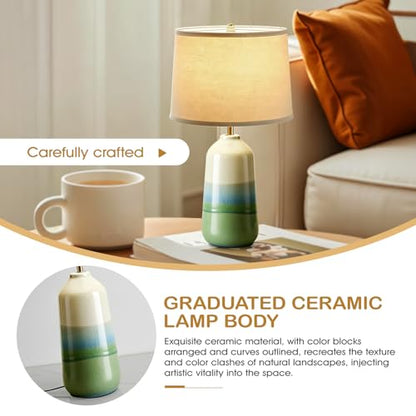 Misty Gradient Ceramic Eye-Caring SoftGlow Lamp with 3-Color Dimmable and Exquisite Round Shell for Room