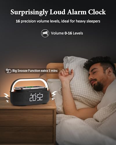 COLSUR Bluetooth Speaker with Wireless Charger, FM Radio, Dimmable LED Night Light, Stereo Sound Dual Wireless Speakers, 2500mAh Portable Speaker for Home Decoration, Bedroom, Office, Gift | FM Radio, Adjustable LED Night Light, 6 in 1 Bedroom Portable Sp