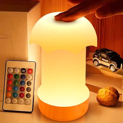 Night Light, Dimmable Touch Lamp for Bedroom - Portable Table Bedside Lamp with 4 Brightness Levels & 13 RGB Colors, Night Lights for Baby Nursery and Bathroom (Umbrella-Shaped)
