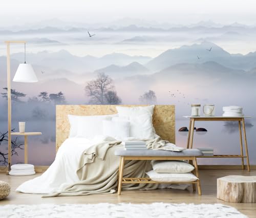 Mountain Lake Landscape Wall Mural Wallpaper | 151"x96", for Bedroom Living Room Bathroom, Textured Fabric, Not Peel and Stick - color: Mural 03, size: 151" x 96"
