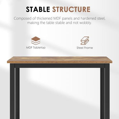 Need Small Square Dining Table- 31-1/2'' Sturdy and Heavy Duty Writing Desk for Small Spaces and Writing Table Desk Breakroom Table, Rustic Brown | Black Frame Sturdy and Heavy Duty Writing Desk for Small Spaces, Sturdy Writing Table for Home Office or St