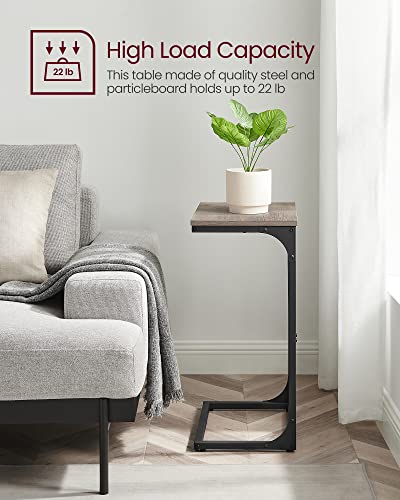 VASAGLE C-Shaped End Table, Side Table for Sofa with Metal Frame | Couch Table, Small TV Tray Table for Living Room, Bedroom, Greige and Black, Barnet Collection ULET353B02 - color: Greige + Black