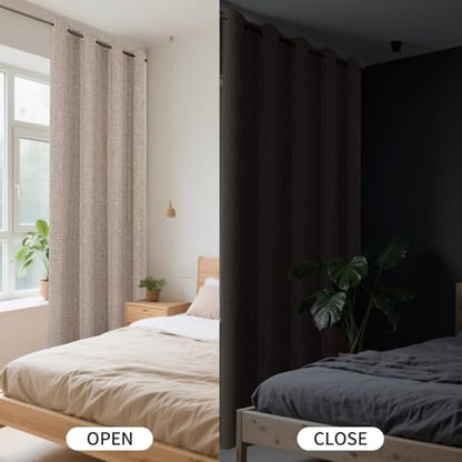 CUCRAF 100% Blackout Window Curtains 54 inches Long 2 Panels Set, Faux Linen Look Thermal Insulated Grommet Drapes, Room Darkening Curtain for Bedroom Living Room(W52 x L54 Inch, Light Khaki) - color: Light Khaki, size: 52"W x 54"L (Pack of 2)