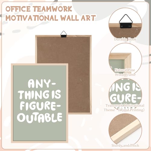 Faccito 8 Set Office Wall Art Inspirational Wall Art for Office Women Wallart Large Wooden Motivational Quotes Teamwork Framed Decor for Home Work Cubic - style: Stylish