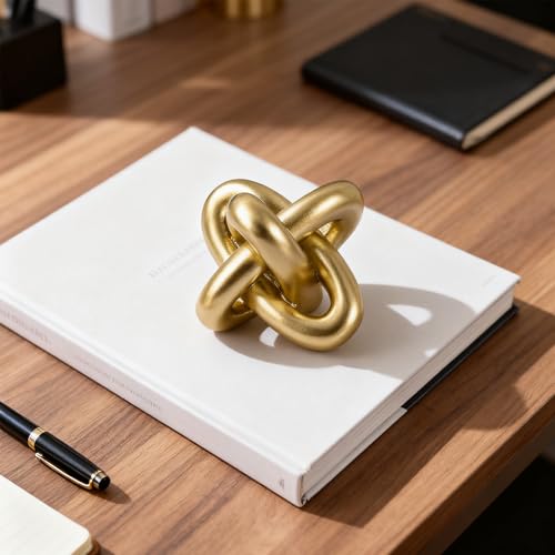 Golden Knot Statue, Three Knot Sculpture Home Decor Accents, Knot Sculptures and Statues for Rustic Coffee Table Living Room Dining Table Entryway Entrance Shelf Small Decorations and Accessories - color: Gold