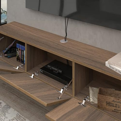 Atelier Mobili Walnut Floating TV Stand for 75 inch TV, Floating Media Console, Floating Entertainment Center, Wall Mounted TV Stand - color: Walnut