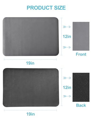Dish Drying Mat for Kitchen Counter, 12"x19" Pad with Rubber Backed (Grey) | Hide Stain Anti Absorbent for Kitchen Counter, Non-slip Drying Mat for Coffee Machine Dish Rack - size: 12" x 19"