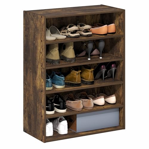 5-Tier Shoe Organizer, Stackable Shoe Rack, Shoe Storage, 11.4 x 24.2 x 31.5, for Office, Closet Entryway, Garage, Amber Pine - color: Amber Pine