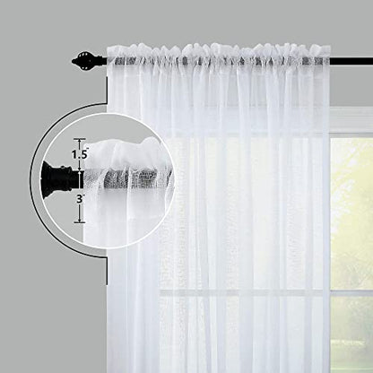 KOUFALL White Sheer Curtains 84 Inches Long 2 Panels,Gauze Cheese Cloth Linen Look Rod Pocket Flowy See Through Curtains for Living Room Bedroom - color: White, size: 52"W x 84"L (Pack of 2)