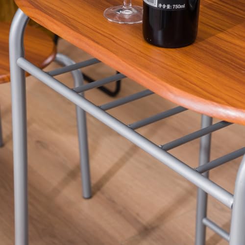 Space-Saving 3-Piece Dining Table Set, Table with 2 Stools, Brown - color: Light Brown, size: Table & Chairs