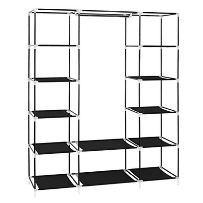 Portable Wardrobe Non-Woven Fabric Wardrobe with Cover 58”x 17” x 68 7/8” Clothing Storage Closet Shelves for Hanging Clothes Clothes Organizer