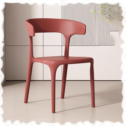 Stackable Dining Chairs with Backrest - Portable Plastic Bar Stools for Kitchen, Living Room, Patio & Restaurant - Space-Saving Design for Easy STO & Versatile Use - color: Red