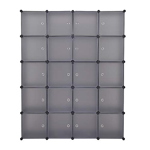 VINGLI Cube Storage Organizer, Plastic Closet Cabinet, DIY Plastic Modular Book Shelf Unit, Cube Shelves with Doors and Hanging Rods