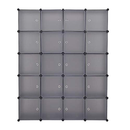 VINGLI Cube Storage Organizer, Plastic Closet Cabinet, DIY Plastic Modular Book Shelf Unit, Cube Shelves with Doors and Hanging Rods