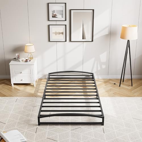 IDEALHOUSE Low Bed Frame, 6 in Twin XL Size Metal Platform Bed Frame, Black | Arch Design, Heavy Duty Bed Frame, Strong Bearing Capacity, No Box Spring Needed, - color: 6 Inch Black, size: Twin XL